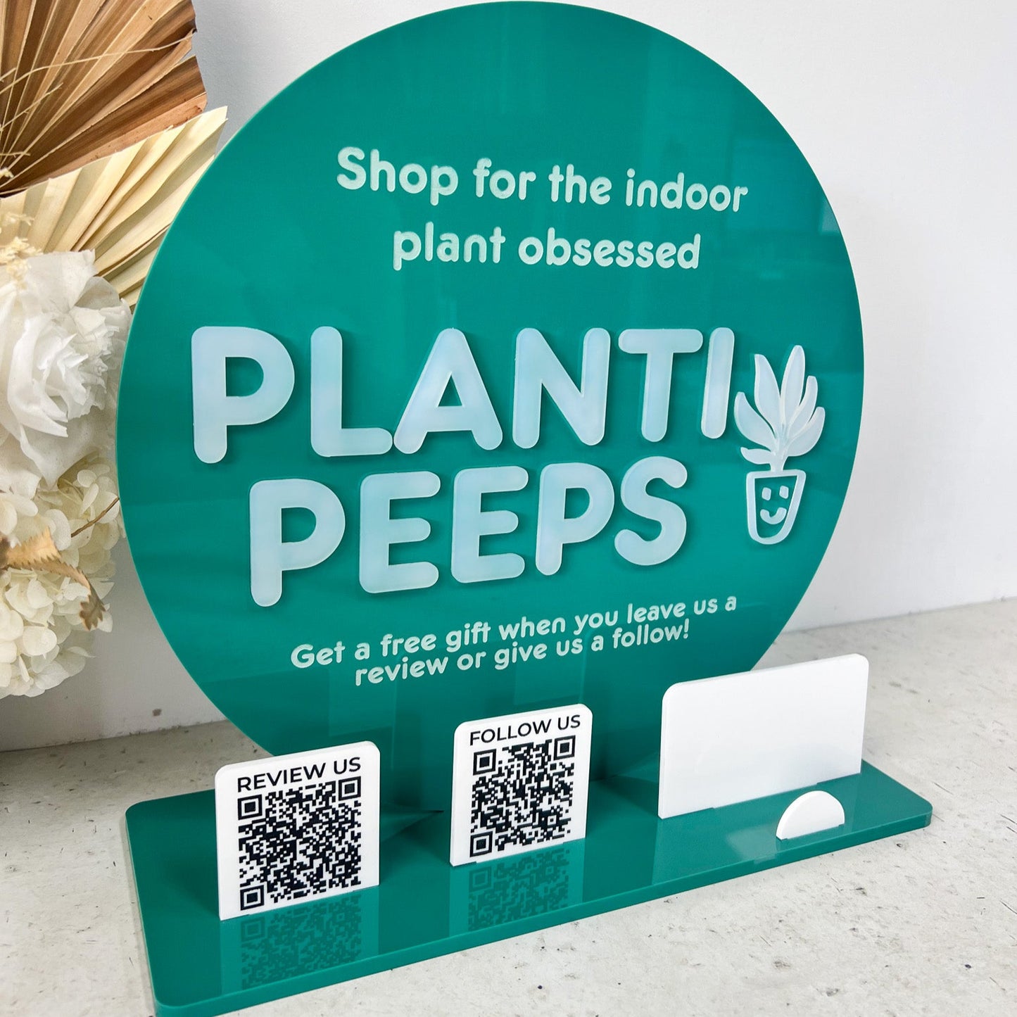 Table Top Logo Sign with QR Codes