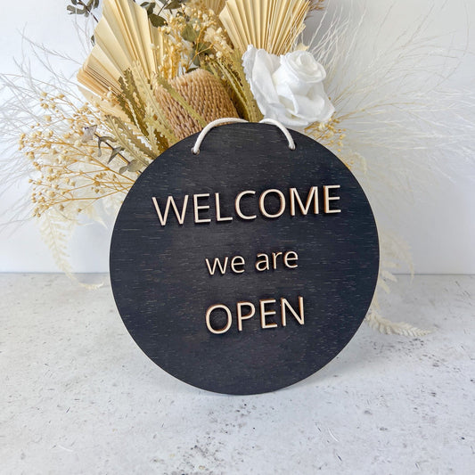 Dark Stained Timber Open/Close Sign