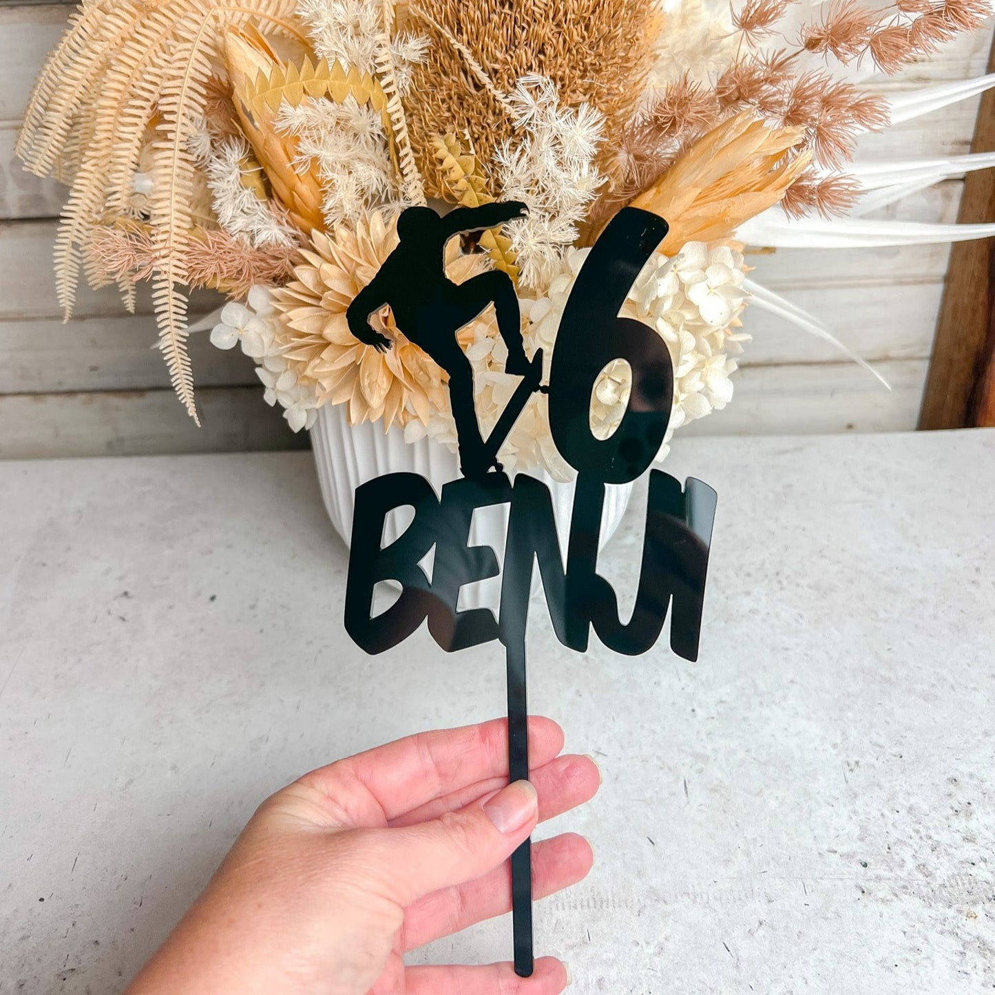 Name, Age and Skate Boarder Cake Topper