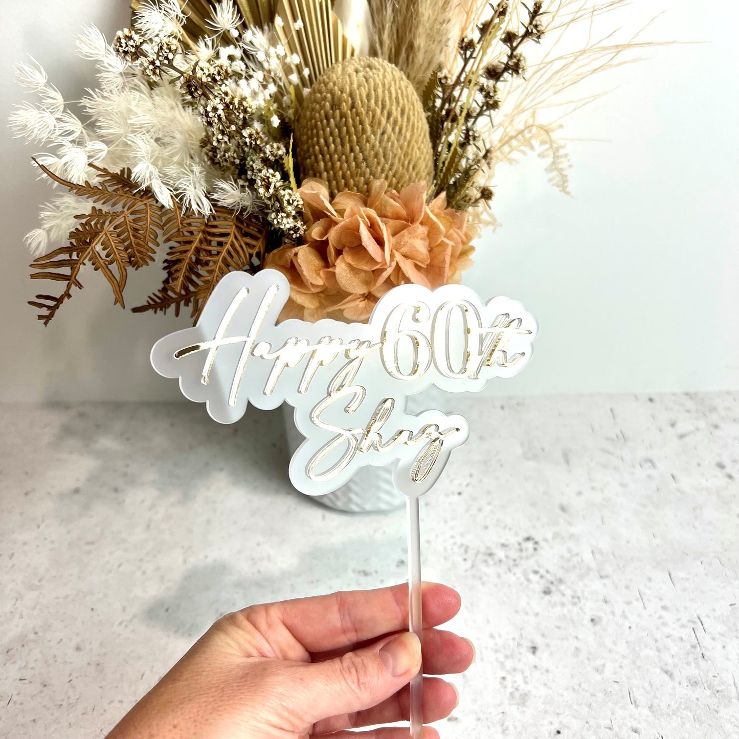 Layered Happy Birthday Age and Name Cake Topper