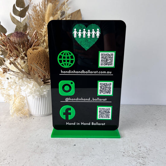 Triple Icon and QR Code Sign