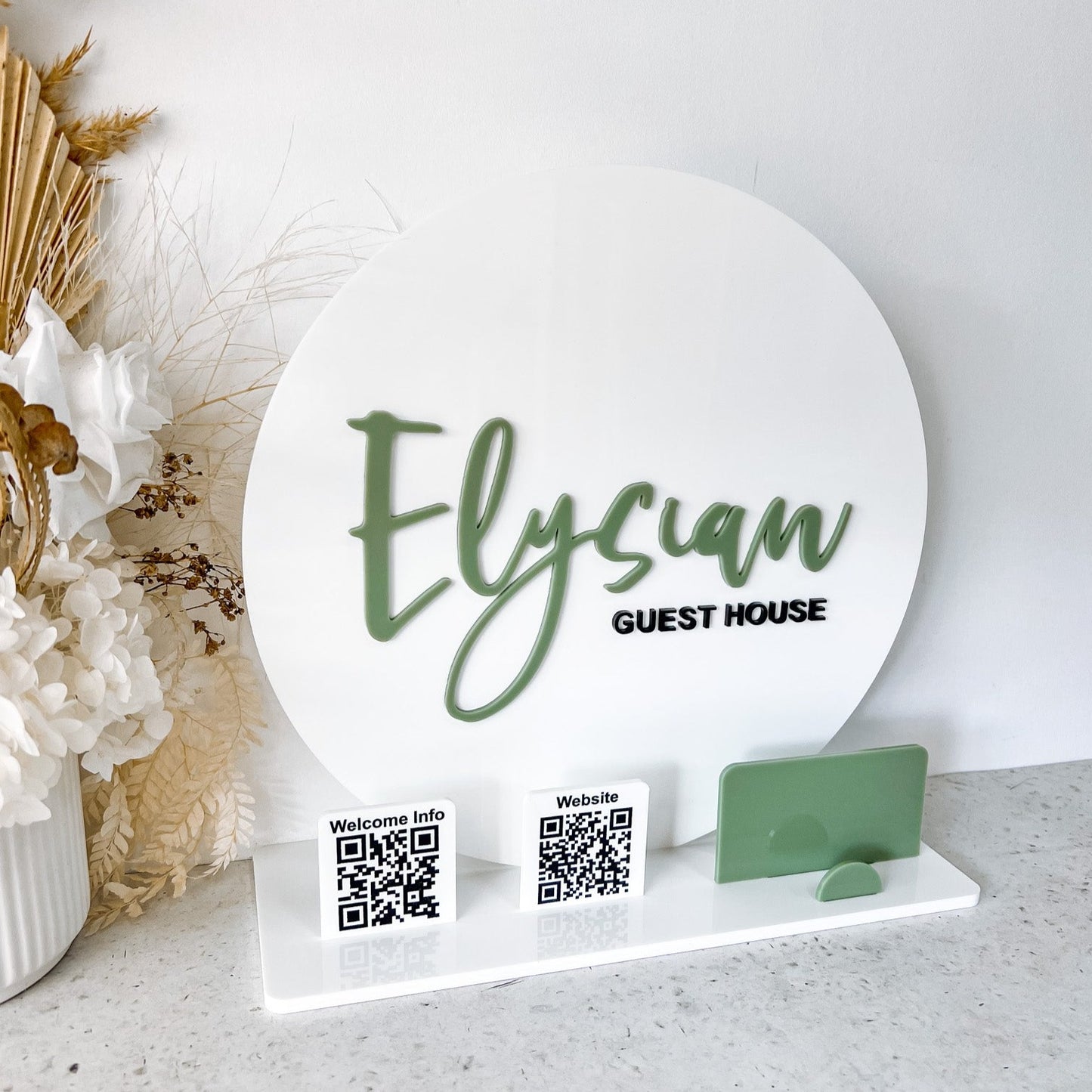 Table Top Logo Sign with QR Codes