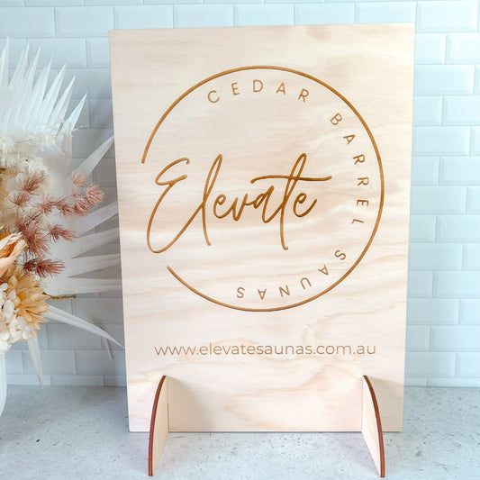 Rectangle wooden display sign