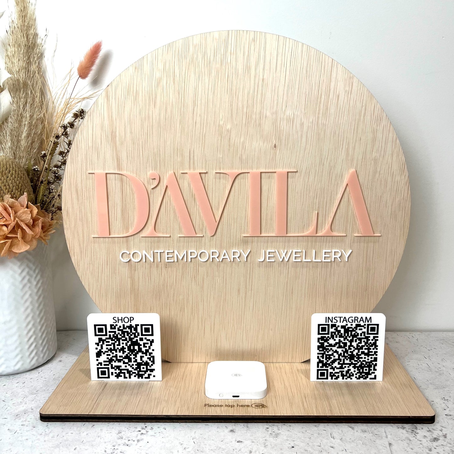 Table Top Logo Sign with QR Codes