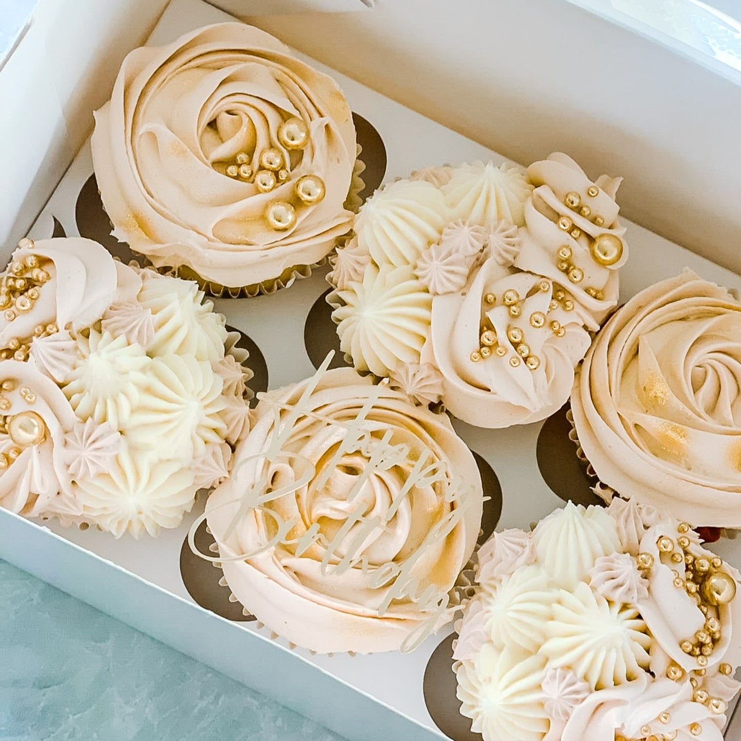 Cupcakes featuring our Happy Birthday acrylic charm